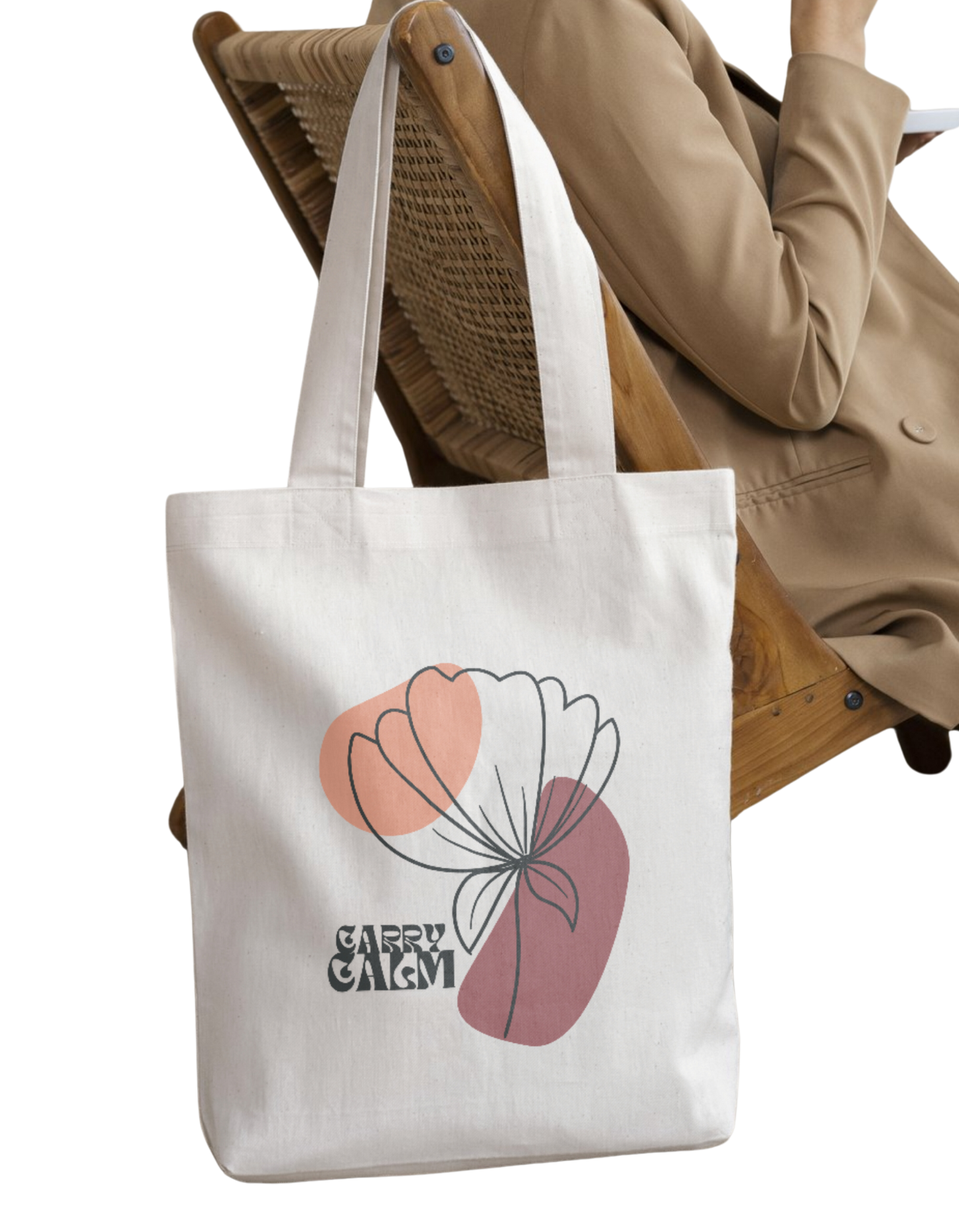 Carry Calm - 100% Cotton Zipper Tote Bag