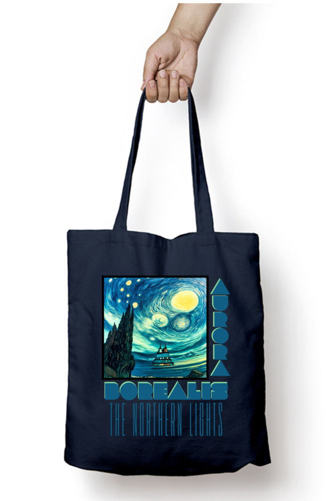 Northern Lights - 100% Cotton Zipper Tote Bag