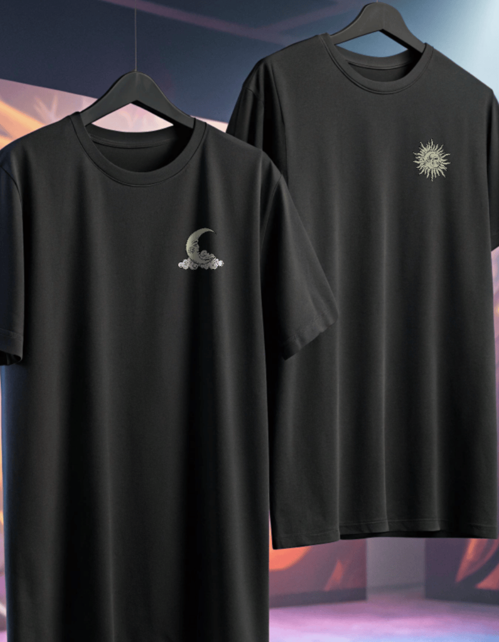 Sun and Moon Couple Tees- Oversized Classic Cotton Tee