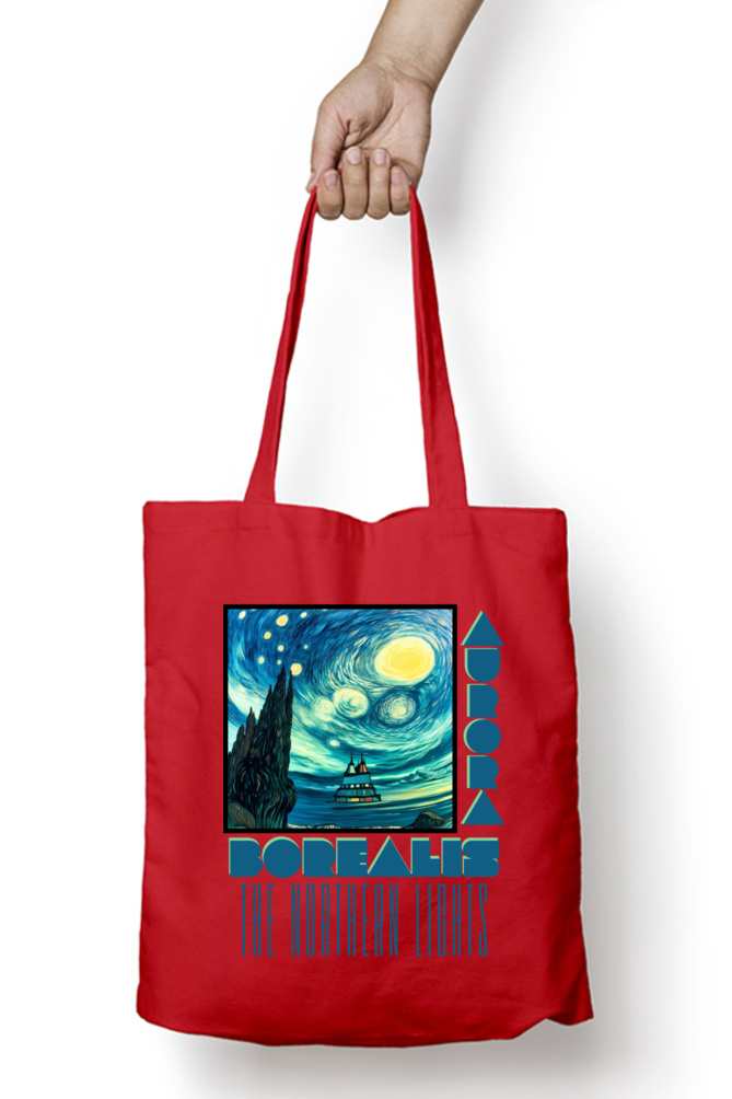 Northern Lights - 100% Cotton Zipper Tote Bag