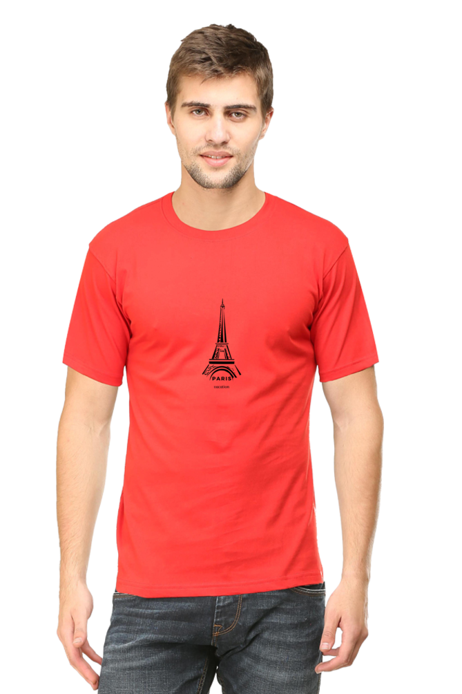 Paris  - Round Neck White Half Sleeve Tees[UNISEX]