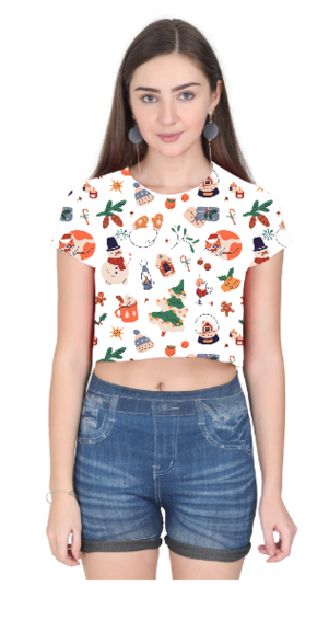 Happy Xmas ! - FEMALE Crop Top [100% Spun Polyester]