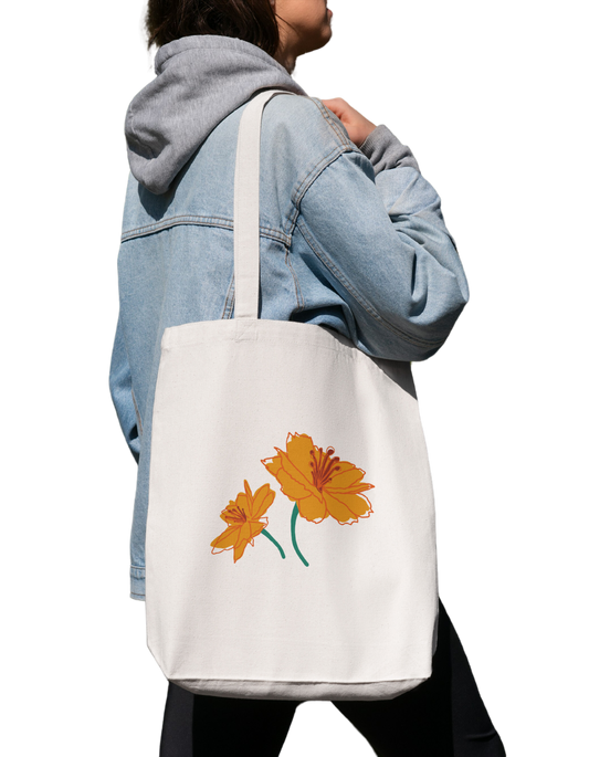 Yellow Bloom - 100% Cotton Zipper Tote Bag