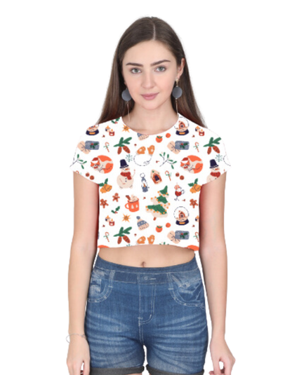 Happy Xmas ! - FEMALE Crop Top [100% Spun Polyester]