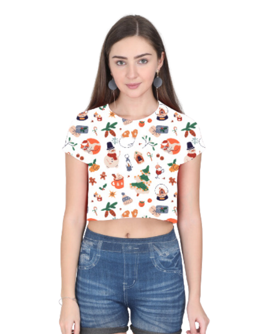 Happy Xmas ! - FEMALE Crop Top [100% Spun Polyester]
