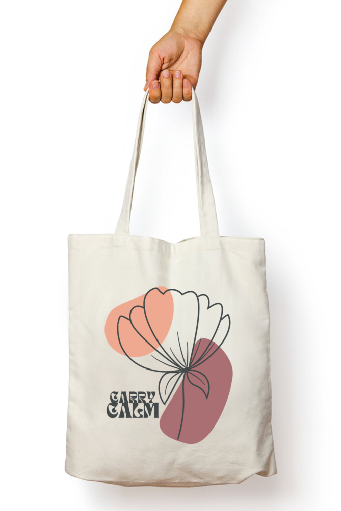 Carry Calm - 100% Cotton Zipper Tote Bag