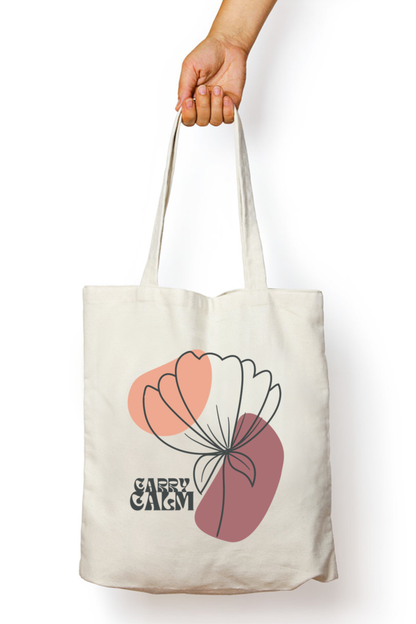 Carry Calm - 100% Cotton Zipper Tote Bag