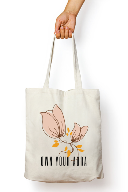 Own Your Aura - 100% Cotton Zipper Tote Bag