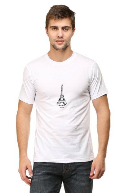 Paris  - Round Neck White Half Sleeve Tees[UNISEX]