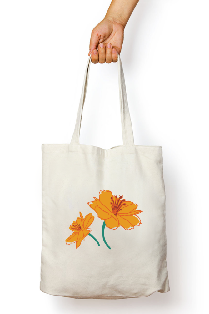 Yellow Bloom - 100% Cotton Zipper Tote Bag