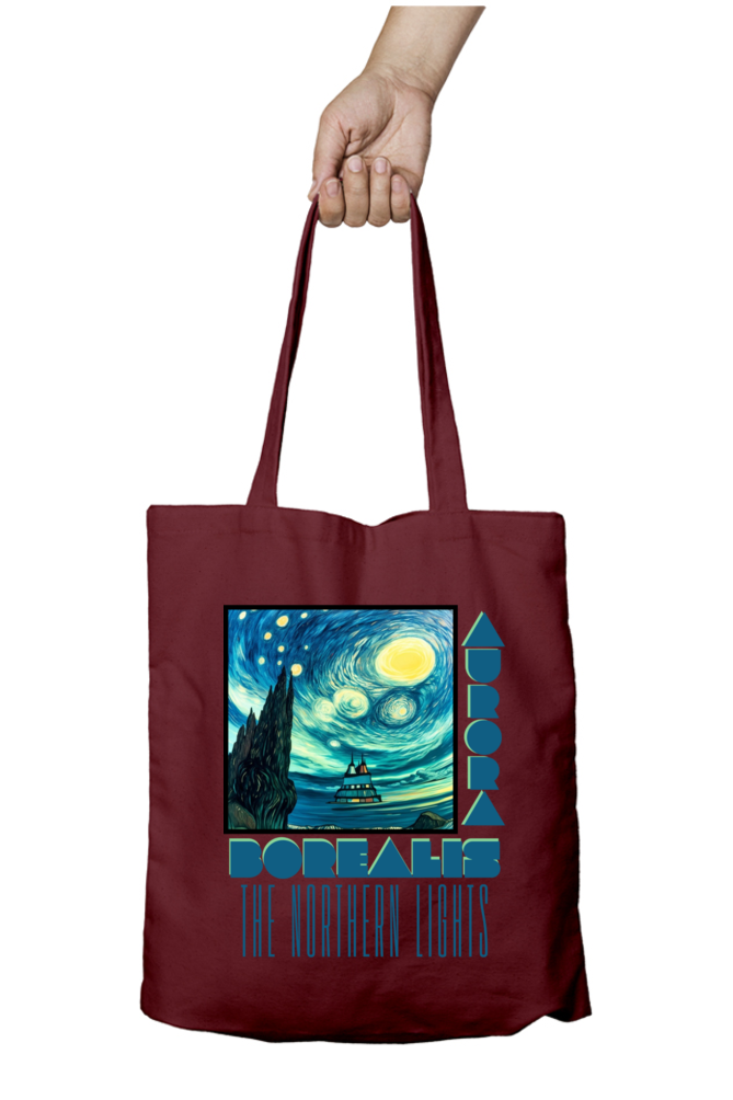 Northern Lights - 100% Cotton Zipper Tote Bag