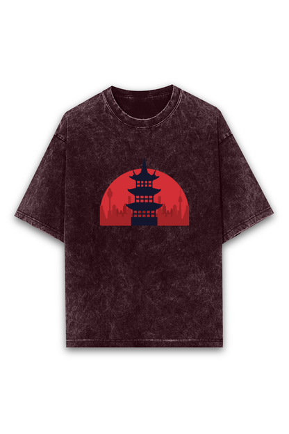 Japanese Temple - Acid Wash Oversized Classic T-shirt[Unisex]