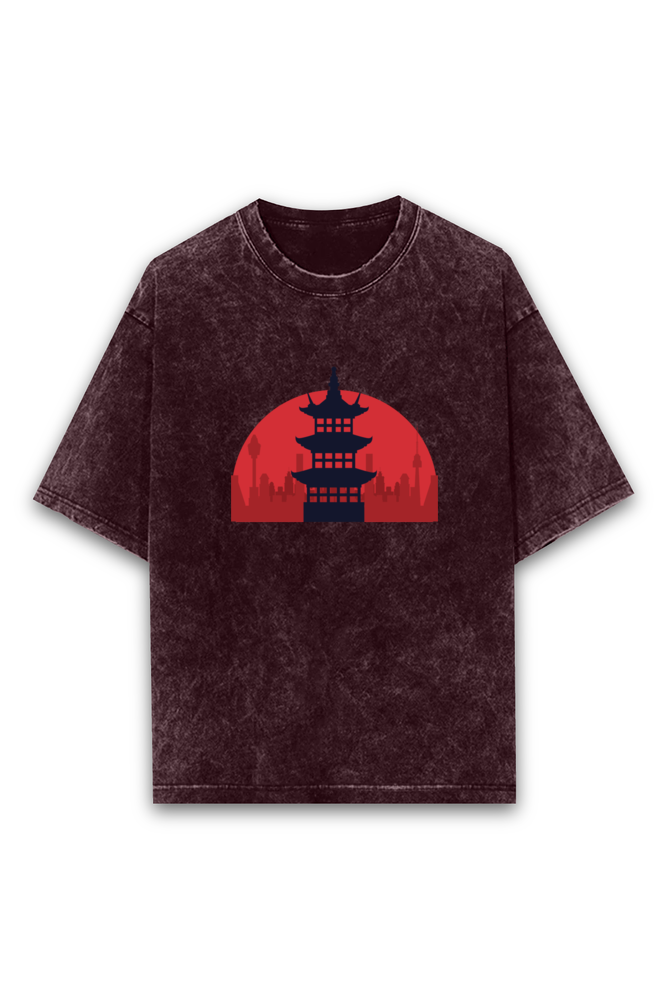 Japanese Temple - Acid Wash Oversized Classic T-shirt[Unisex]