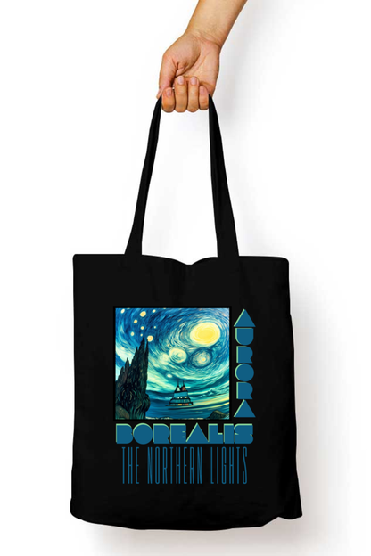 Northern Lights - 100% Cotton Zipper Tote Bag