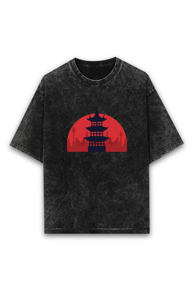 Japanese Temple - Acid Wash Oversized Classic T-shirt[Unisex]
