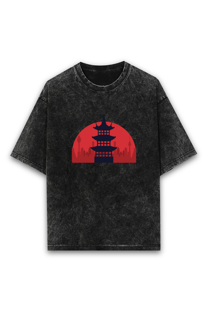 Japanese Temple - Acid Wash Oversized Classic T-shirt[Unisex]