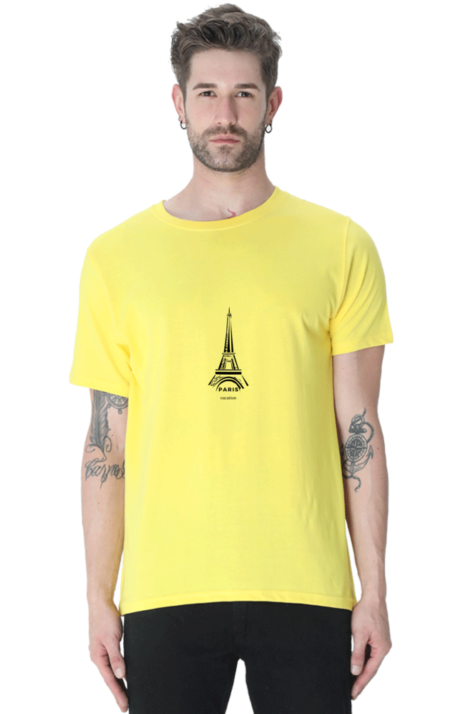 Paris  - Round Neck White Half Sleeve Tees[UNISEX]