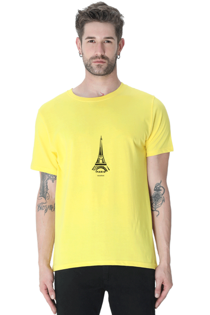 Paris  - Round Neck White Half Sleeve Tees[UNISEX]