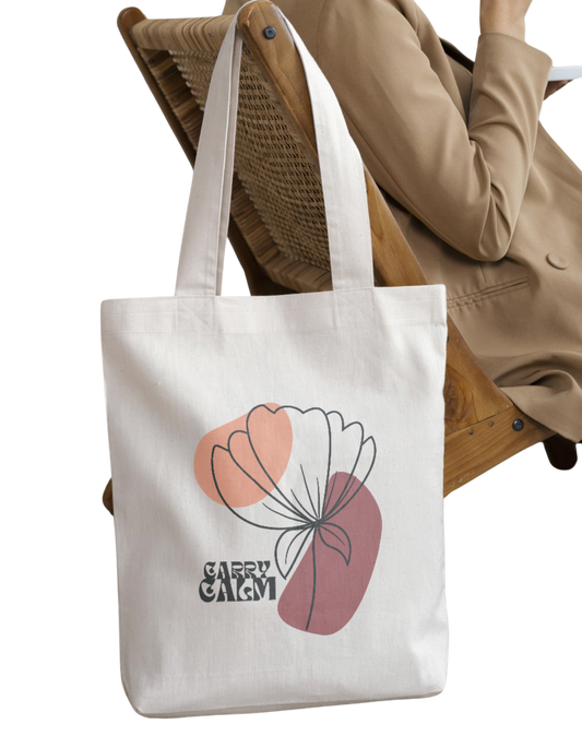 Carry Calm - 100% Cotton Zipper Tote Bag