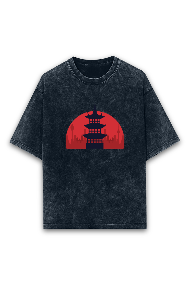 Japanese Temple - Acid Wash Oversized Classic T-shirt[Unisex]