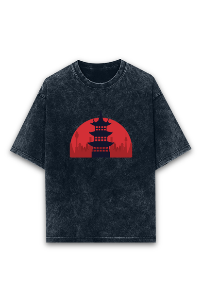 Japanese Temple - Acid Wash Oversized Classic T-shirt[Unisex]