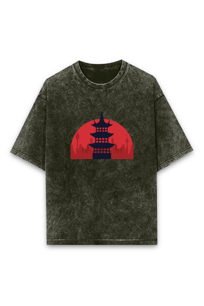 Japanese Temple - Acid Wash Oversized Classic T-shirt[Unisex]