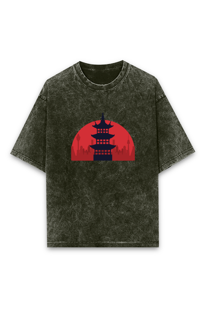 Japanese Temple - Acid Wash Oversized Classic T-shirt[Unisex]