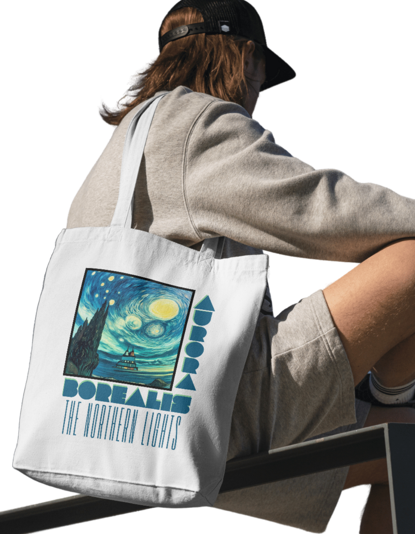 Northern Lights - 100% Cotton Zipper Tote Bag