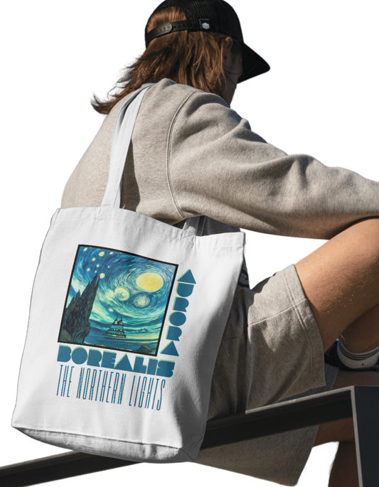 Northern Lights - 100% Cotton Zipper Tote Bag