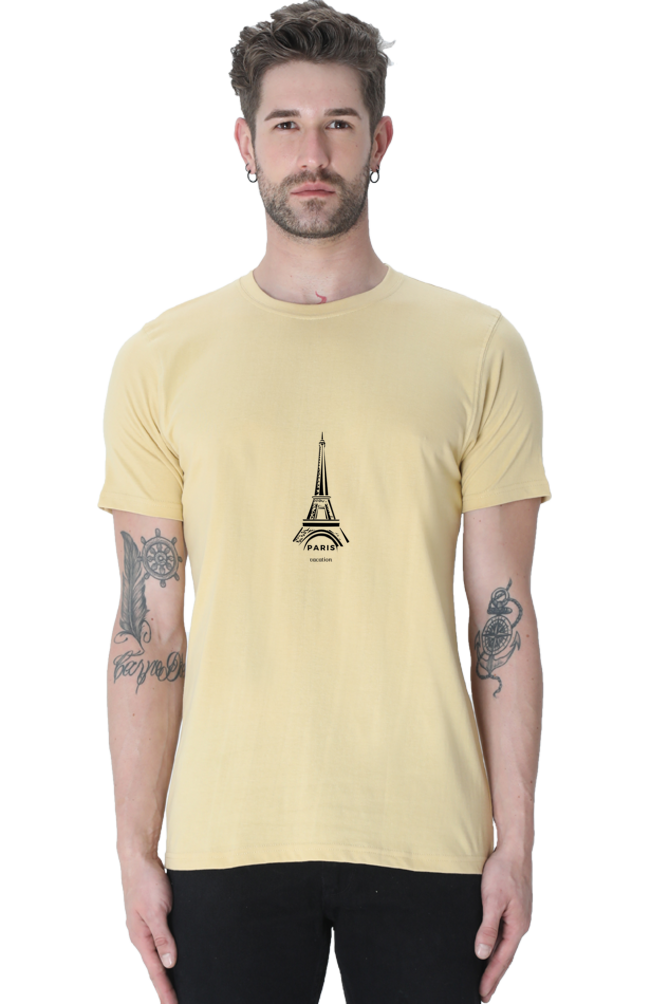 Paris  - Round Neck White Half Sleeve Tees[UNISEX]