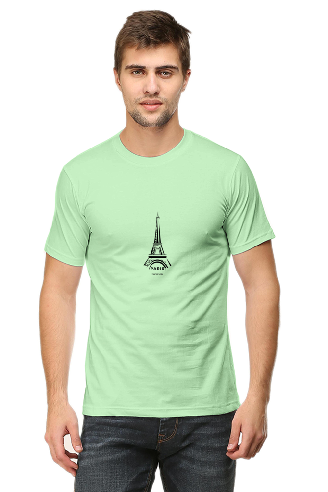Paris  - Round Neck White Half Sleeve Tees[UNISEX]