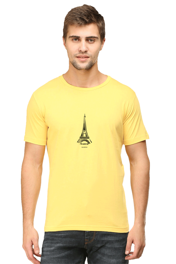 Paris  - Round Neck White Half Sleeve Tees[UNISEX]