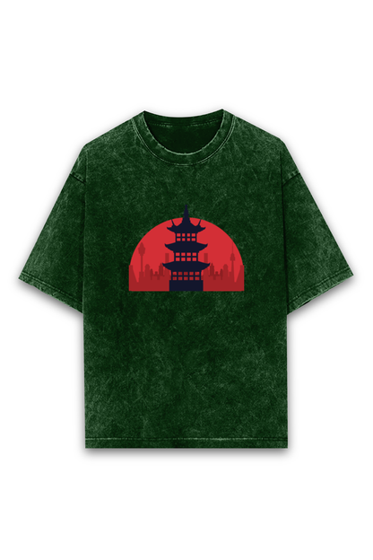 Japanese Temple - Acid Wash Oversized Classic T-shirt[Unisex]