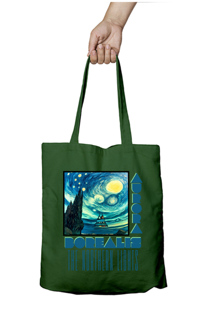 Northern Lights - 100% Cotton Zipper Tote Bag