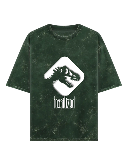 Fossilized PUFF PRINT- Acid Wash Oversized Classic T-shirt[Unisex]