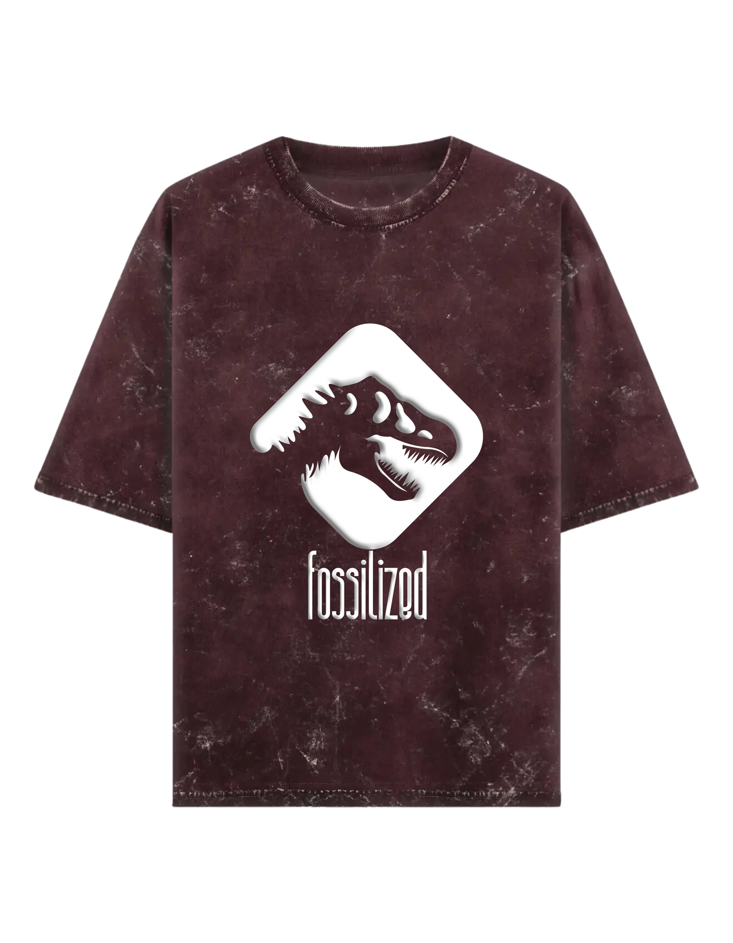 Fossilized PUFF PRINT- Acid Wash Oversized Classic T-shirt[Unisex]