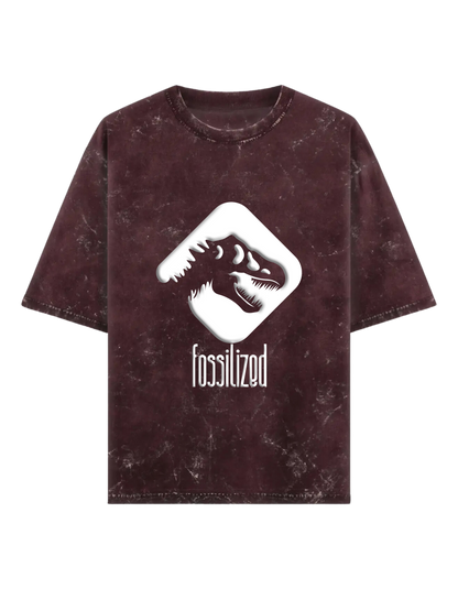Fossilized PUFF PRINT- Acid Wash Oversized Classic T-shirt[Unisex]