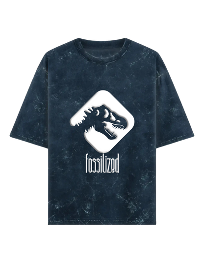 Fossilized PUFF PRINT- Acid Wash Oversized Classic T-shirt[Unisex]