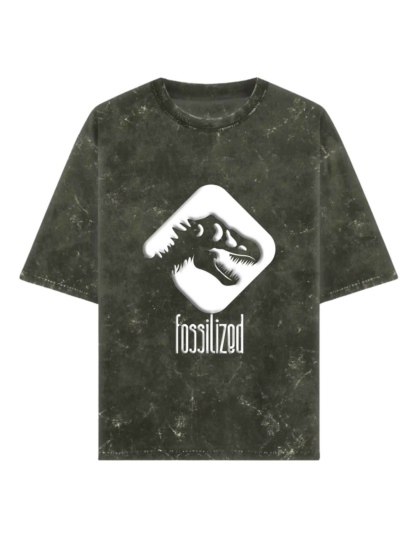 Fossilized PUFF PRINT- Acid Wash Oversized Classic T-shirt[Unisex]