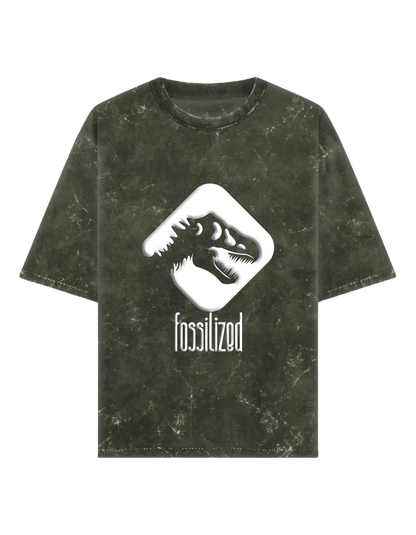 Fossilized PUFF PRINT- Acid Wash Oversized Classic T-shirt[Unisex]