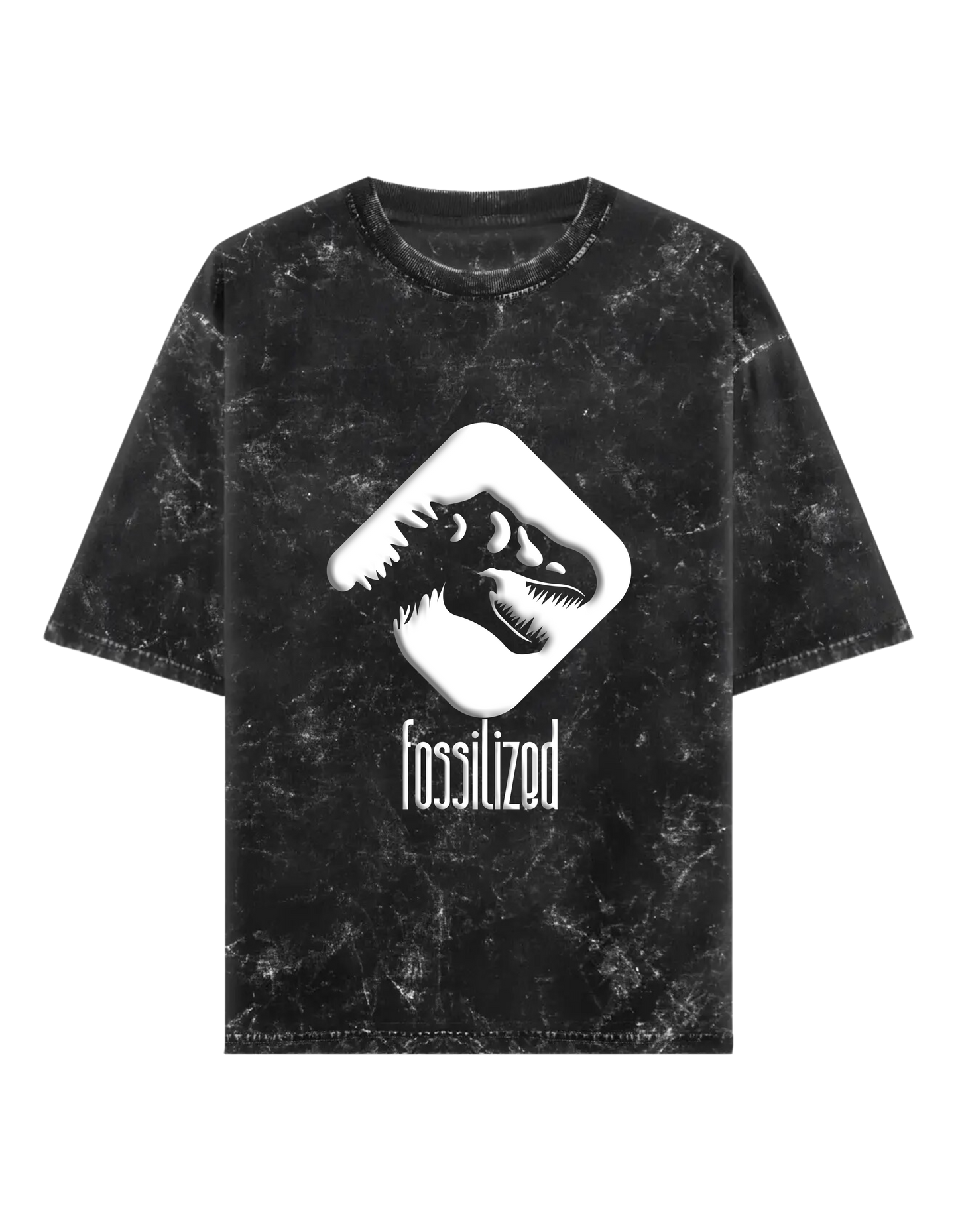 Fossilized PUFF PRINT- Acid Wash Oversized Classic T-shirt[Unisex]
