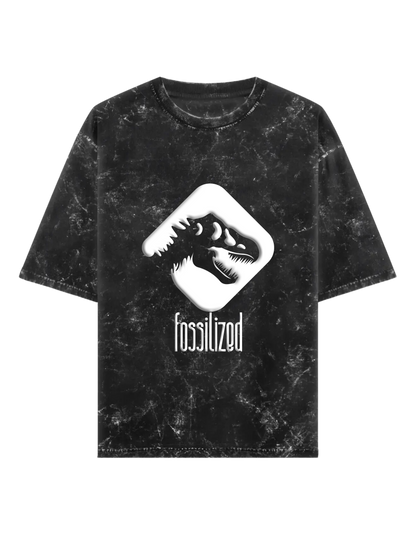Fossilized PUFF PRINT- Acid Wash Oversized Classic T-shirt[Unisex]