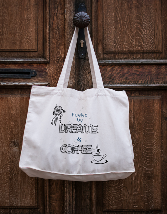 Coffee & Dreams - Large Zipper Tote Bag [16.5 x 14.5 inches]