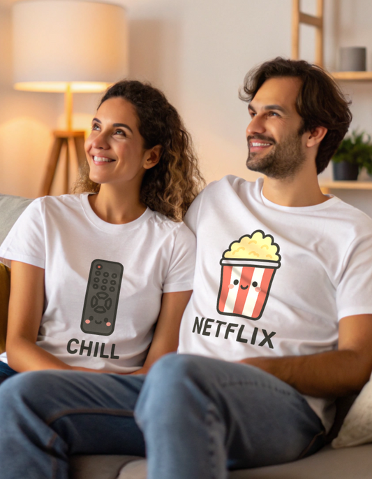 NETFLIX and CHILL Couple Tees- Classic Cotton Tee