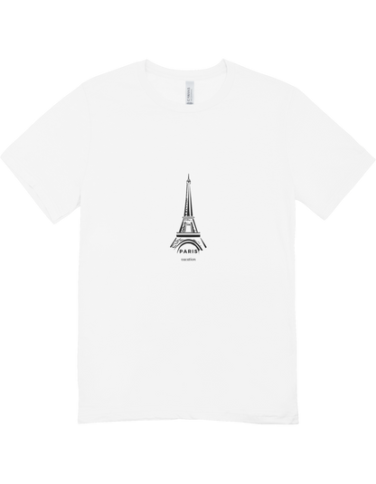 Paris  - Round Neck White Half Sleeve Tees[UNISEX]