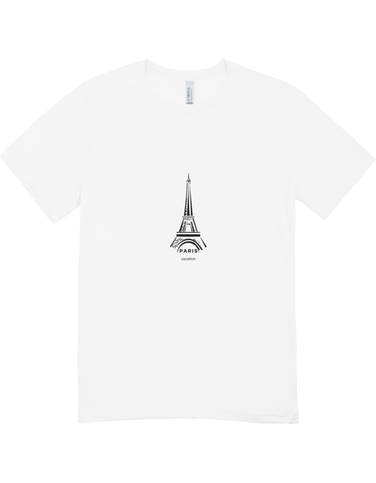 Paris  - Round Neck White Half Sleeve Tees[UNISEX]